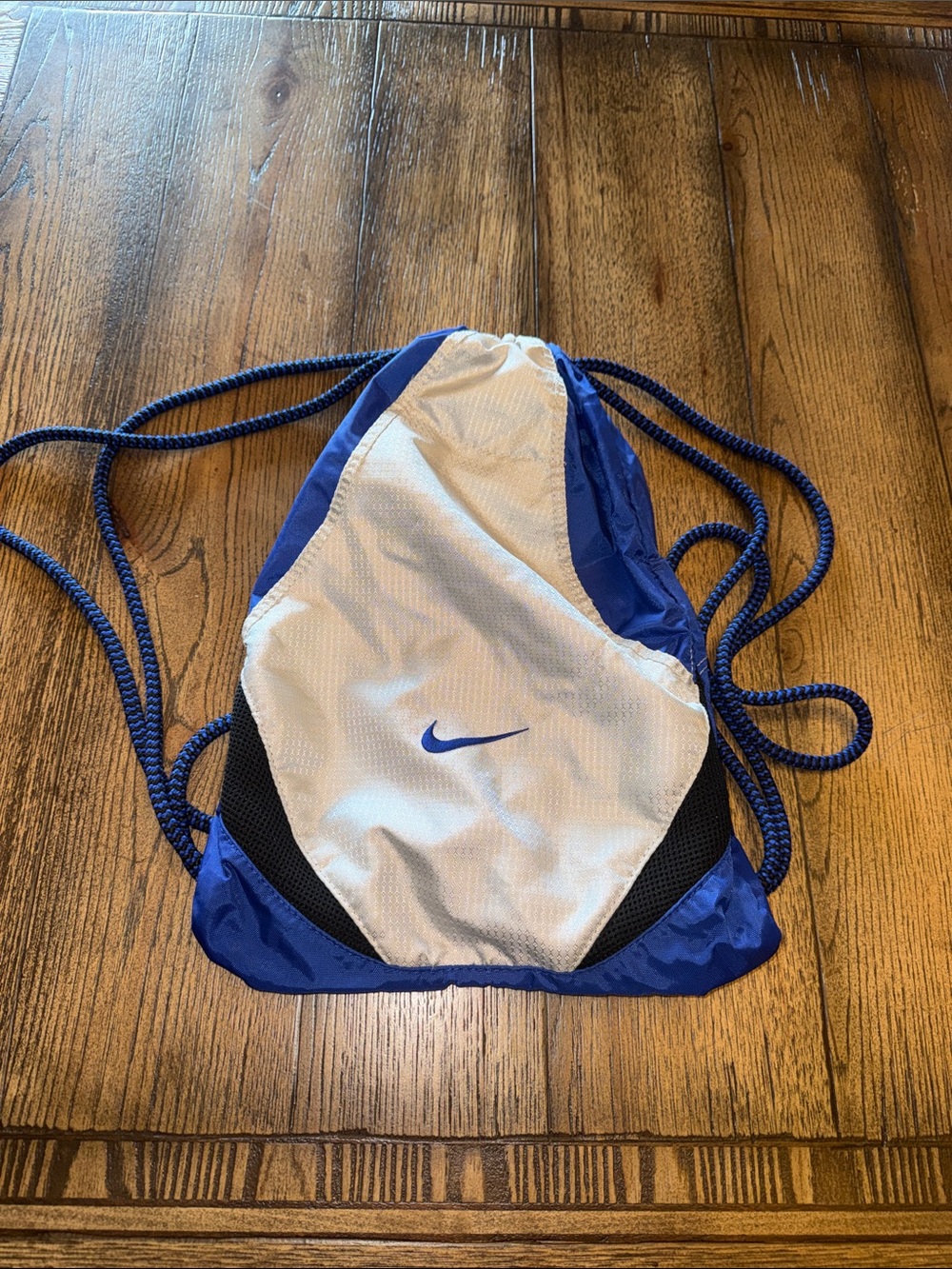 Nike White and Royal Blue Drawstring Gymsack